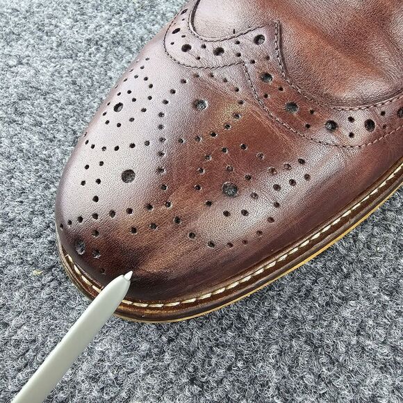 Joseph Abboud Mens Brown Leather Wingtip Derby Dress Shoe Sz 10‎  pre-owned - Picture 8 of 14